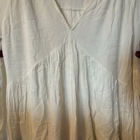 Free People Te Amo Floral Embroidered Bell Sleeve Ivory Mini Dress Size XS - Picture 3 of 9